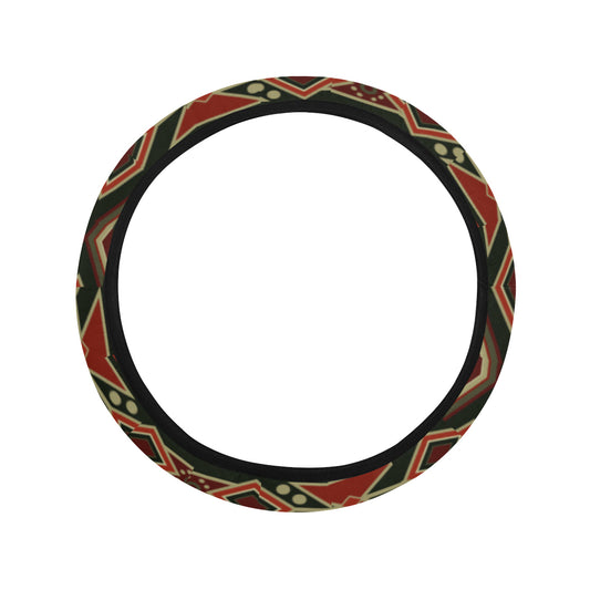 Red & Brown Boho Chic Bohemian Aztec Steering Wheel Cover