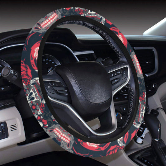 Sugar Skulls & Roses Steering Wheel Cover