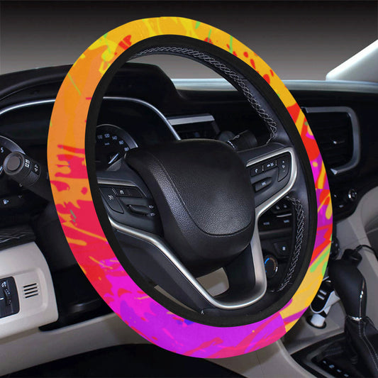 Colorful Paint Splatter Abtract Art Steering Wheel Cover
