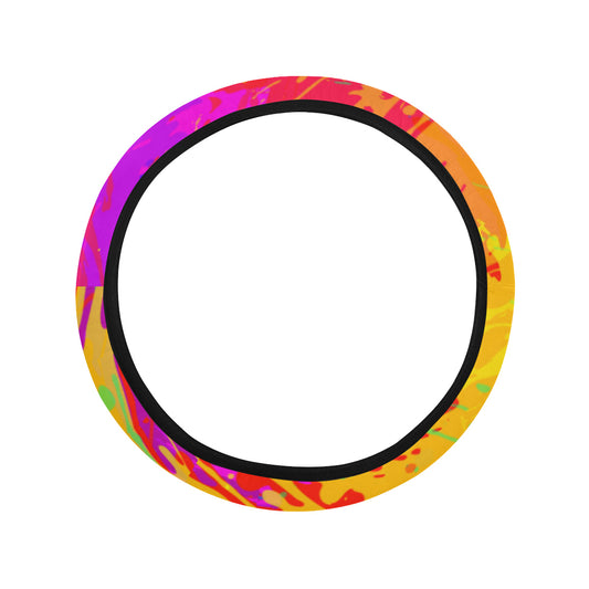 Colorful Paint Splatter Abtract Art Steering Wheel Cover
