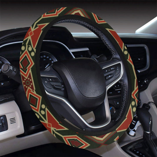 Red & Brown Boho Chic Bohemian Aztec Steering Wheel Cover