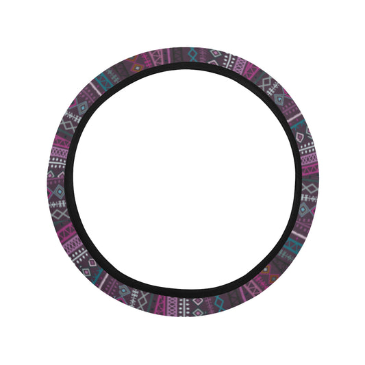 Purple Boho Chic Bohemian Stripes Steering Wheel Cover