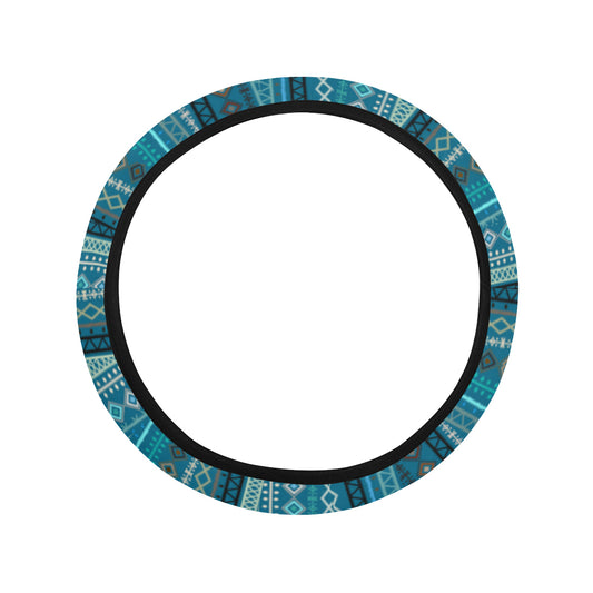 Teal Boho Chic Bohemian Stripes Steering Wheel Cover