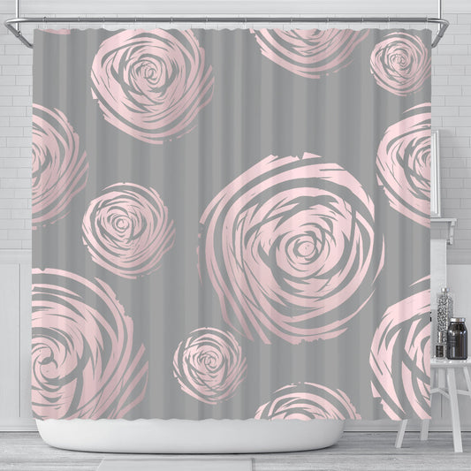 Ivory Abstract Spirals Shower Curtain