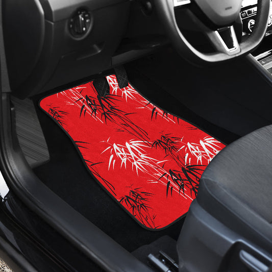 Red Oriental Plants Car Floor Mats