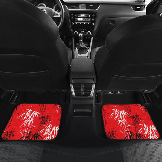 Red Oriental Plants Car Floor Mats