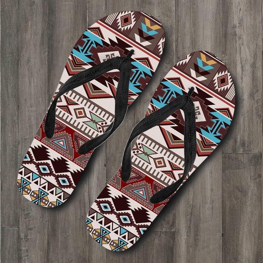 Brown Boho Aztec Flip Flops