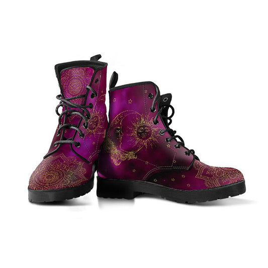 Purple Violet Sun & Moon Womens Boots