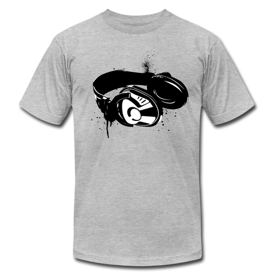 Black & White Head Phones T-Shirt - heather gray