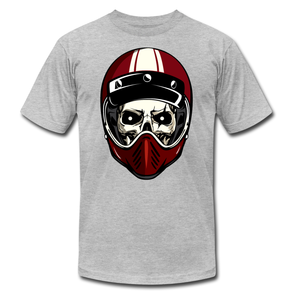 Racer Helmet Skull T-Shirt - heather gray