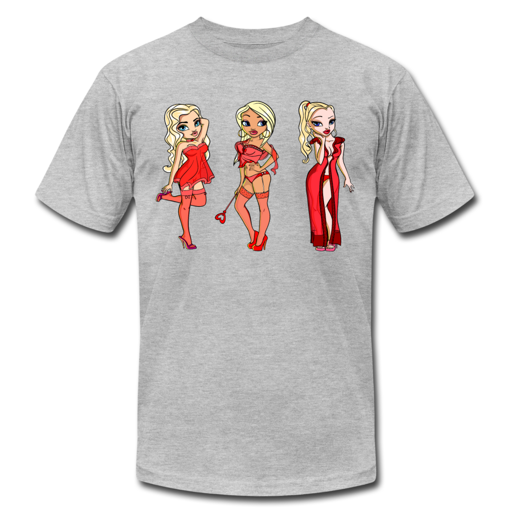 Hot Cartoon Girls T-Shirt - heather gray