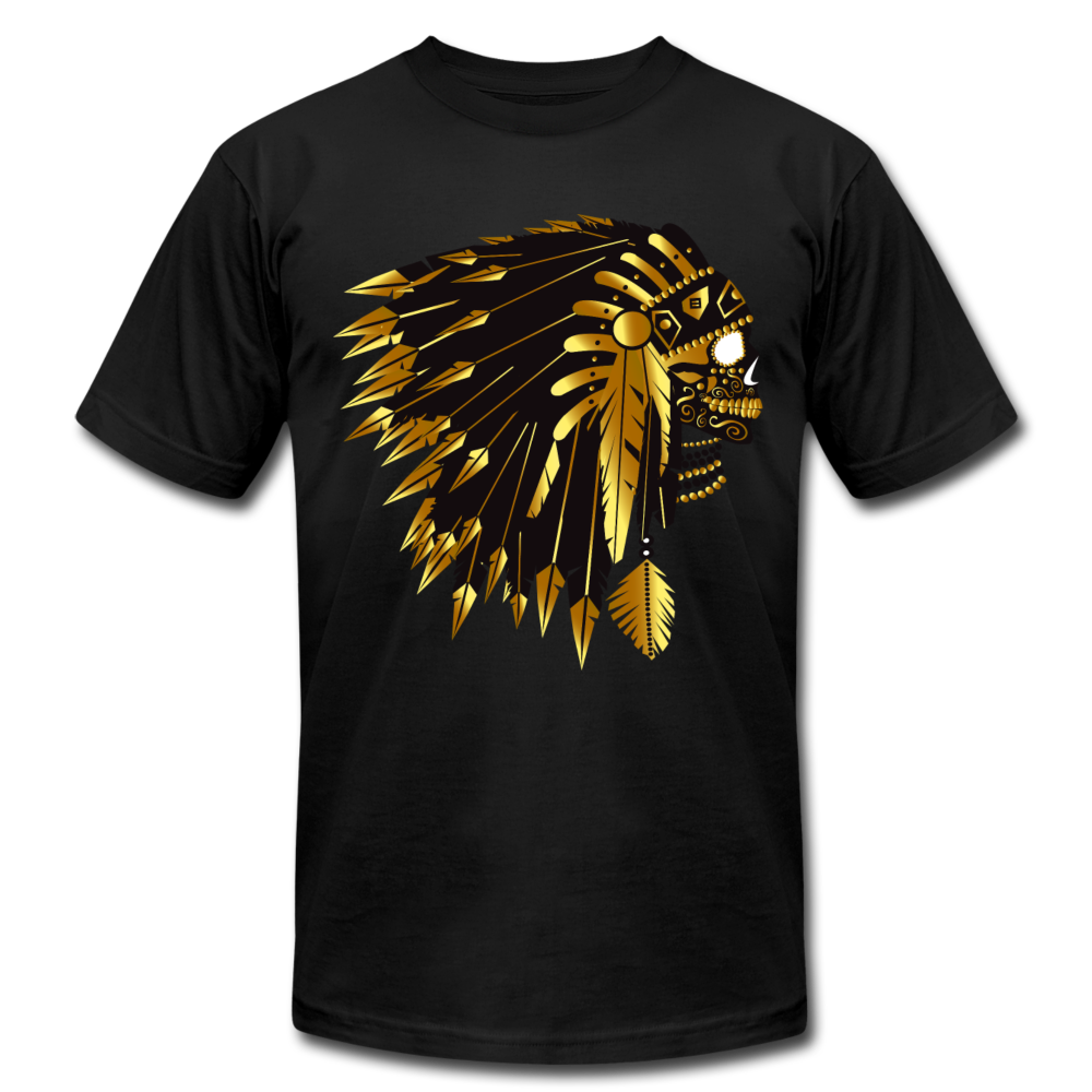 Gold Indian Warrior Mask T-Shirt - black