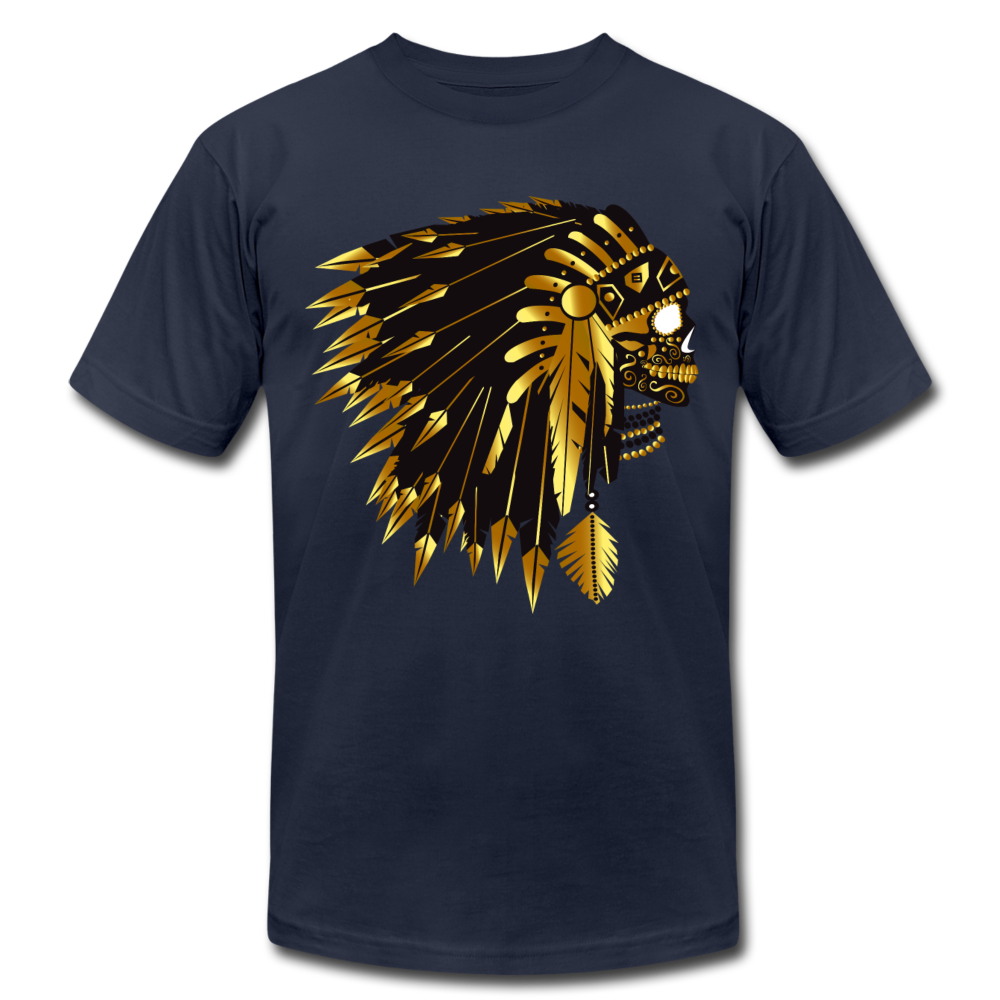 Gold Indian Warrior Mask T-Shirt - navy