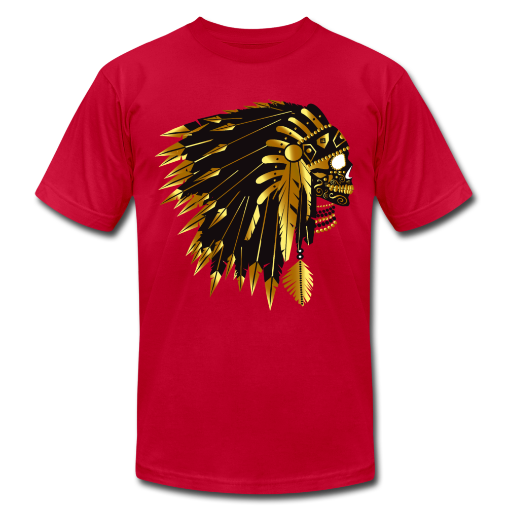 Gold Indian Warrior Mask T-Shirt - red