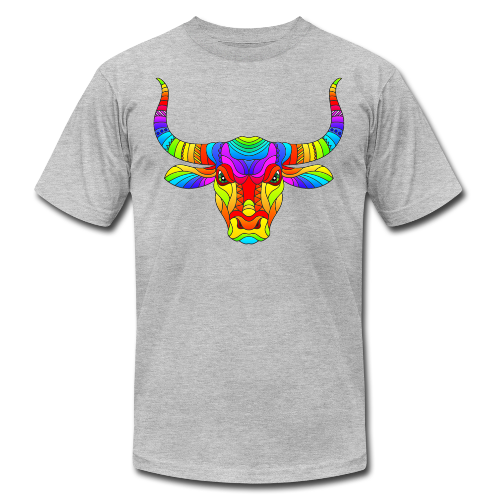 Colorful Bull Head T-Shirt - heather gray