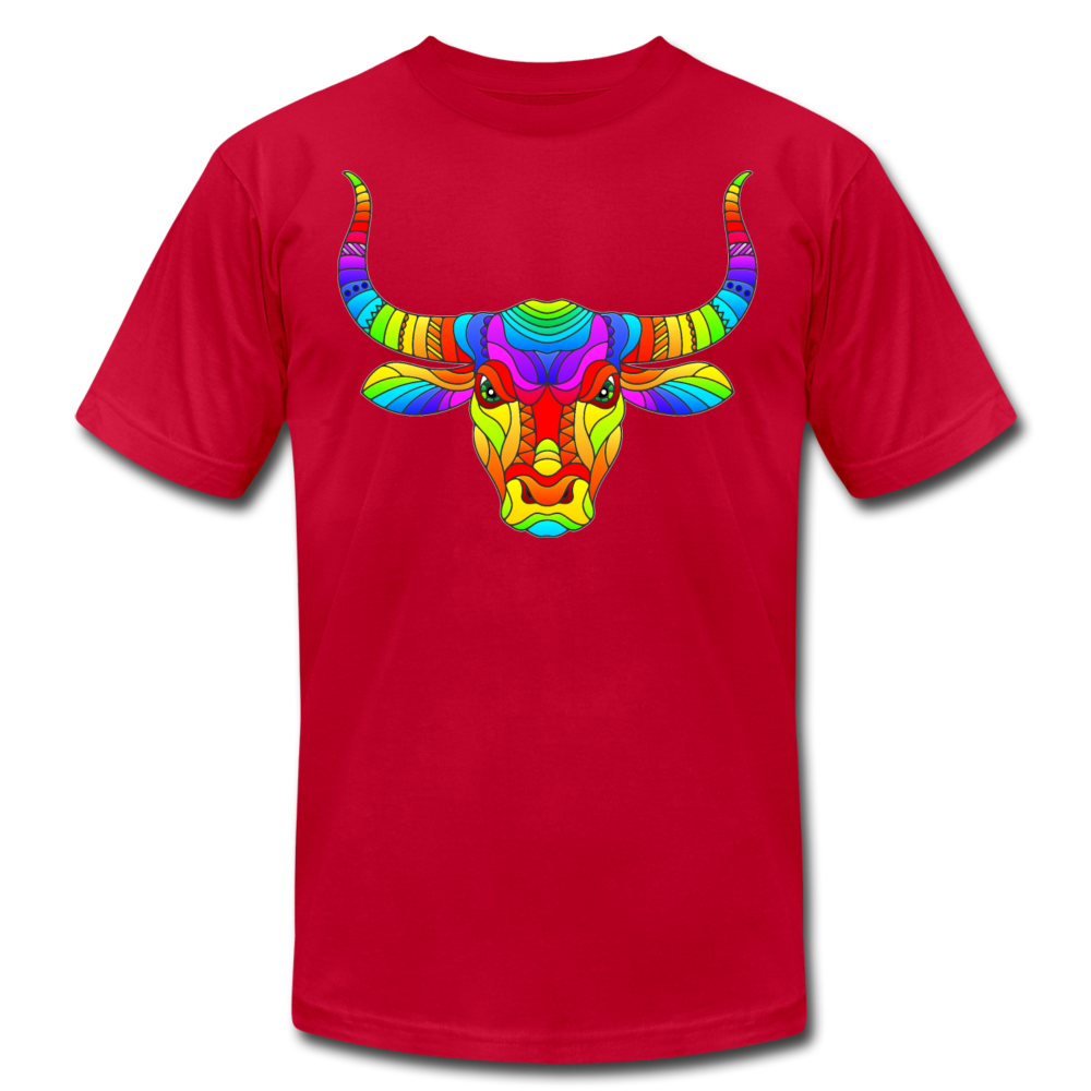Colorful Bull Head T-Shirt - red