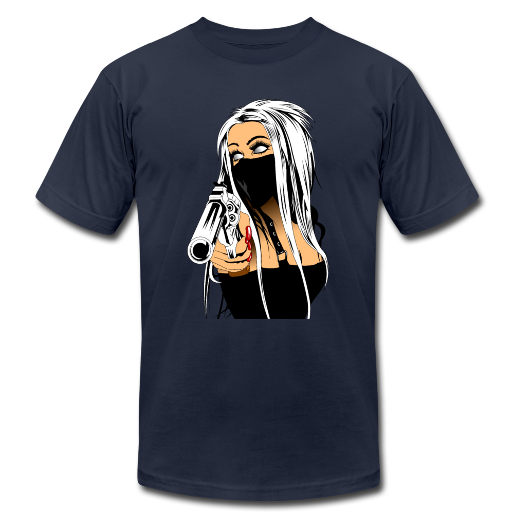 Girl with Gun T-Shirt - navy