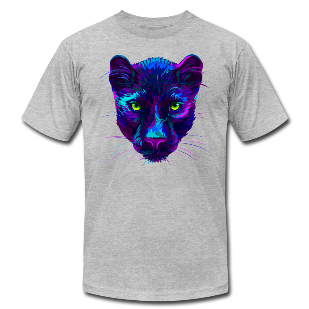 Purple Jungle Cat T-Shirt - heather gray