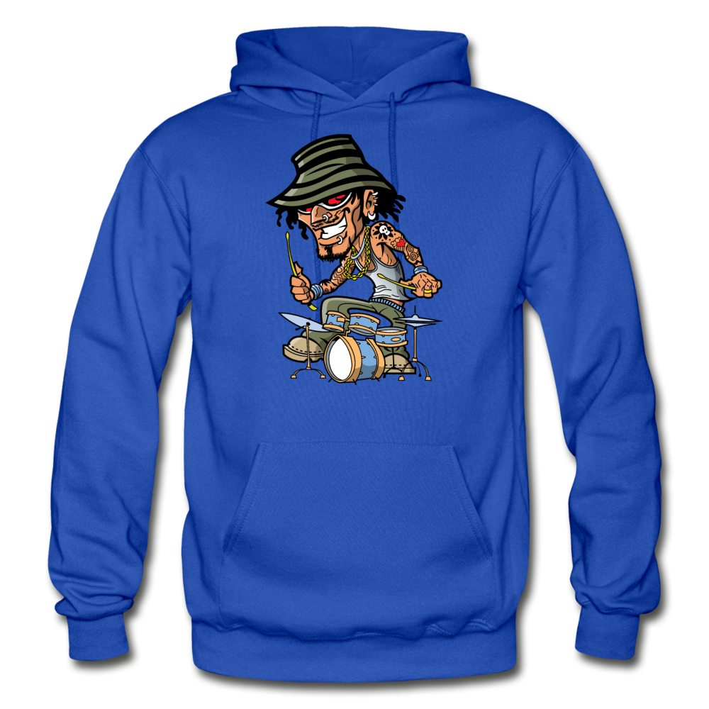 Drummer Cartoon Hoodie - royal blue