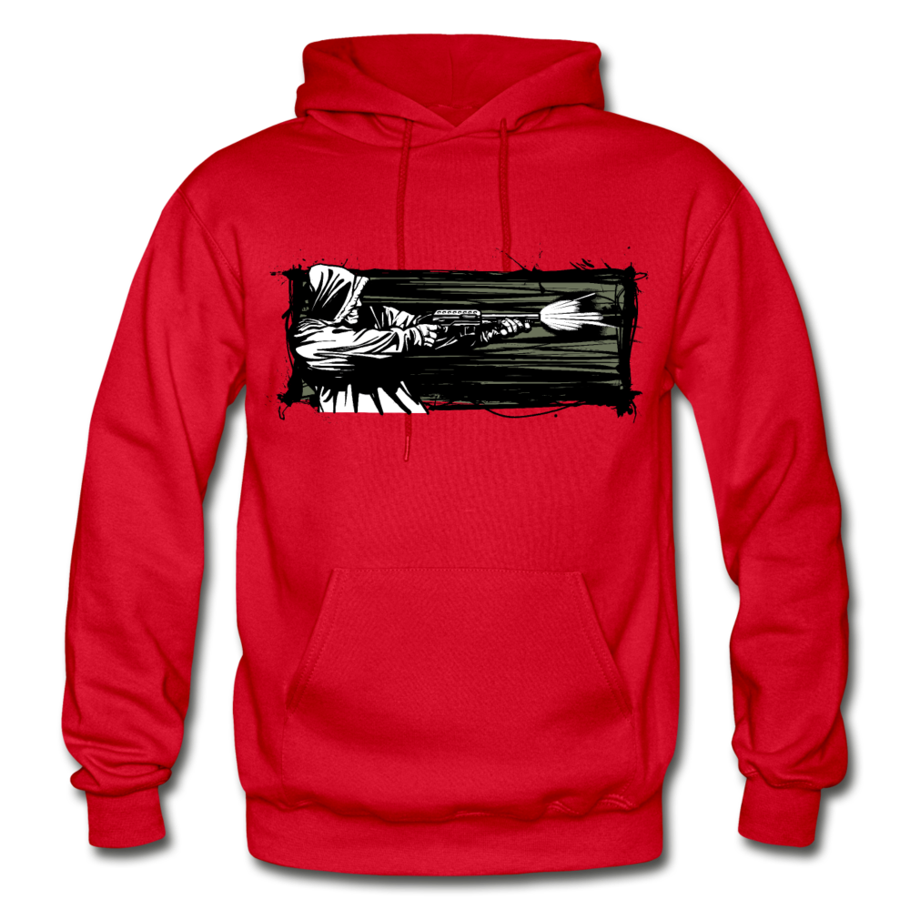 Abstract Gangster Shooting Hoodie - red