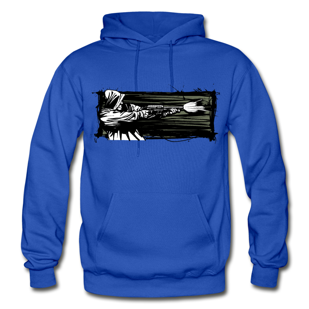 Abstract Gangster Shooting Hoodie - royal blue