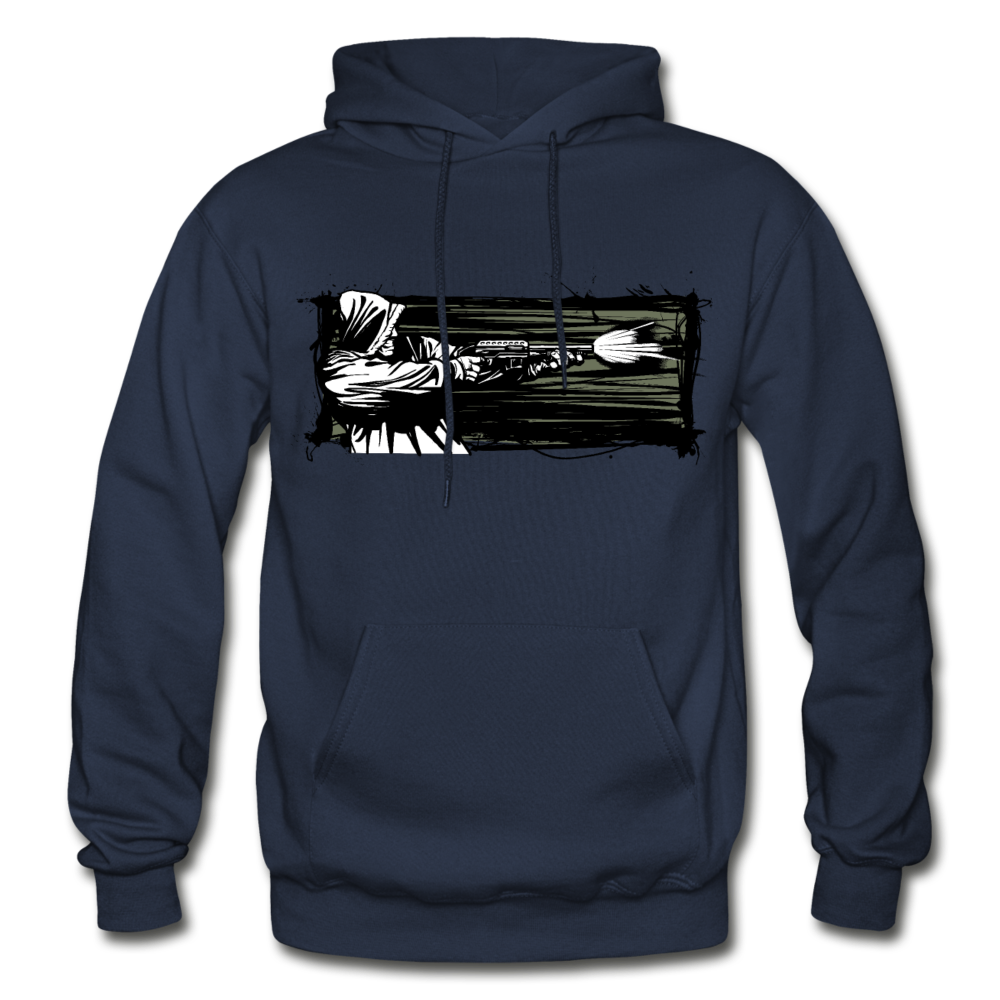 Abstract Gangster Shooting Hoodie - navy