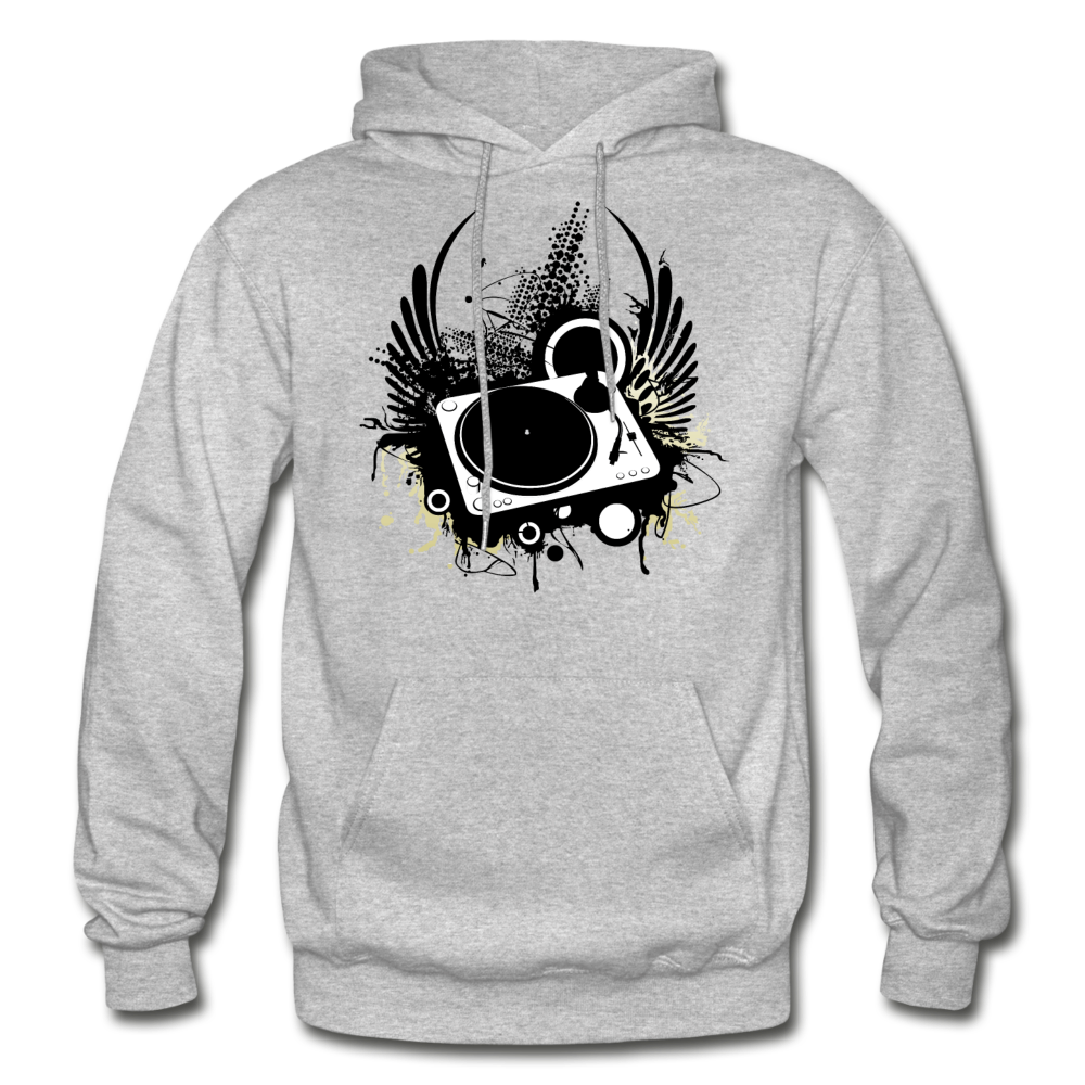 Abstract Turntable Wings Hoodie - heather gray