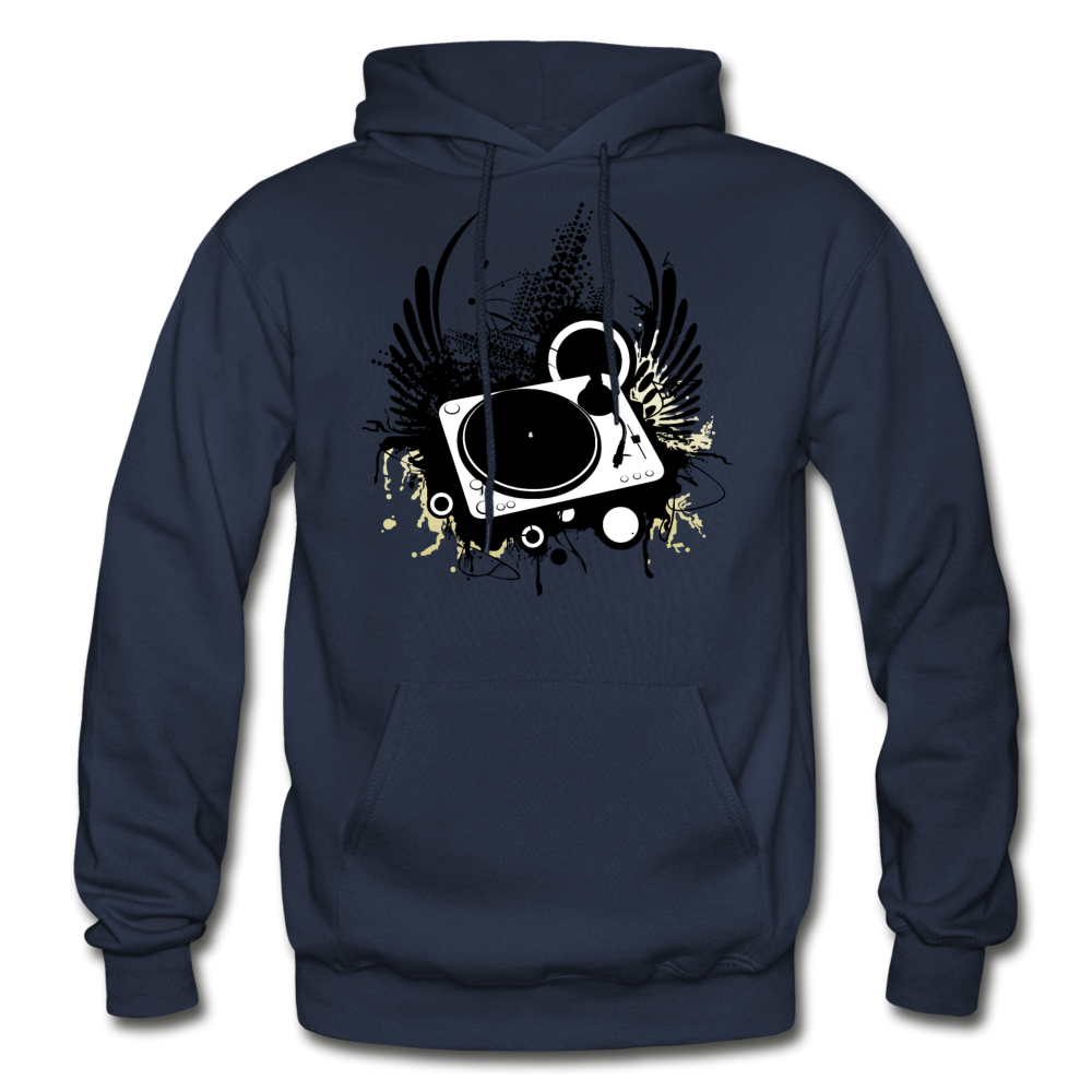 Abstract Turntable Wings Hoodie - navy