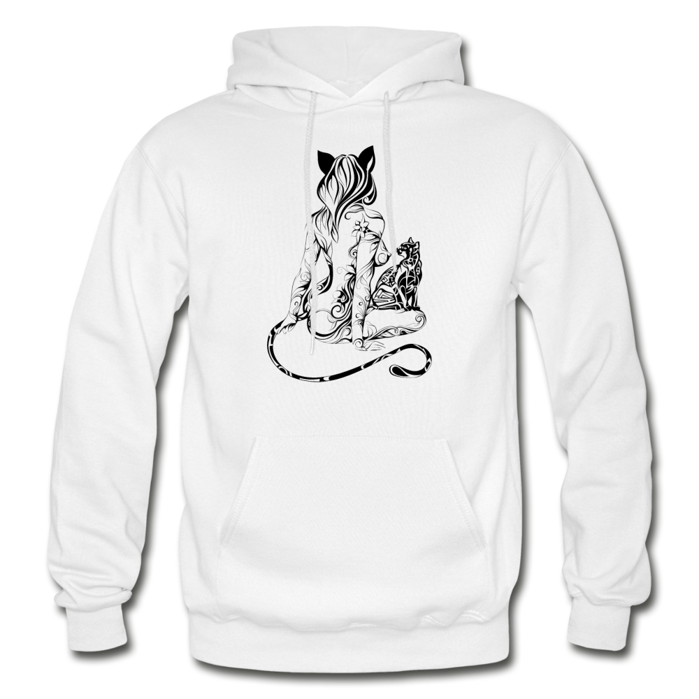 Tribal Maori Cat Women Hoodie - white