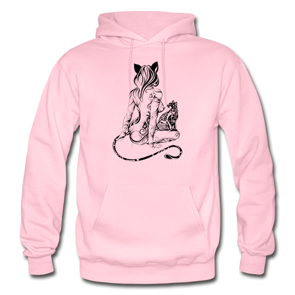 Tribal Maori Cat Women Hoodie - light pink