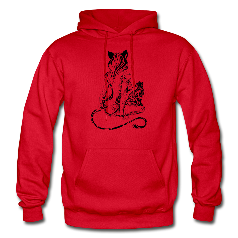 Tribal Maori Cat Women Hoodie - red