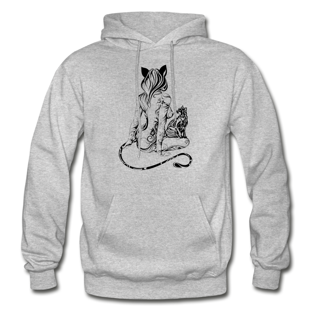 Tribal Maori Cat Women Hoodie - heather gray