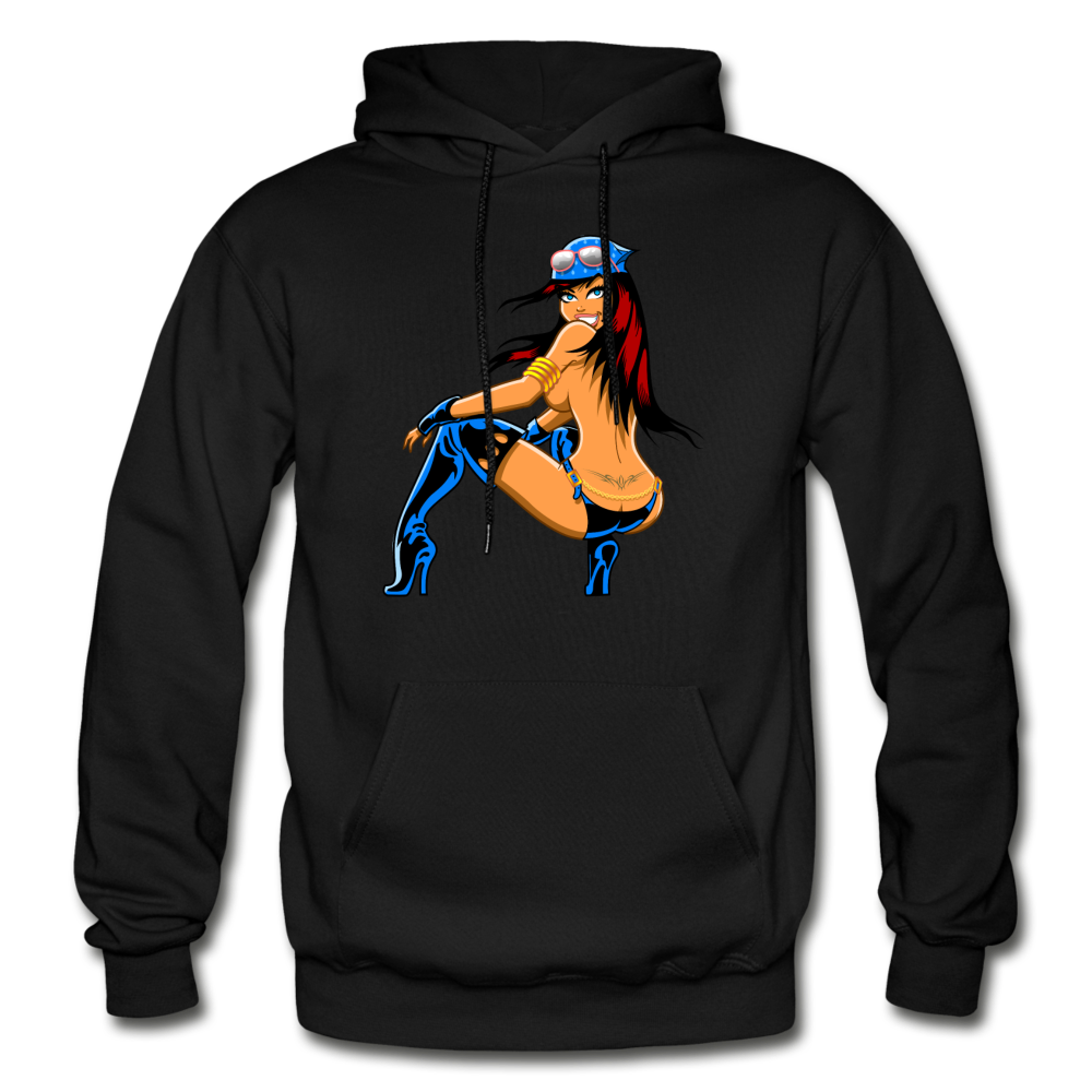 Hot Girl Cartoon Hoodie - black