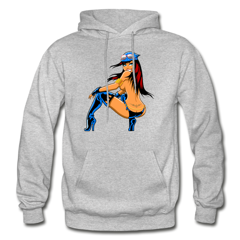 Hot Girl Cartoon Hoodie - heather gray