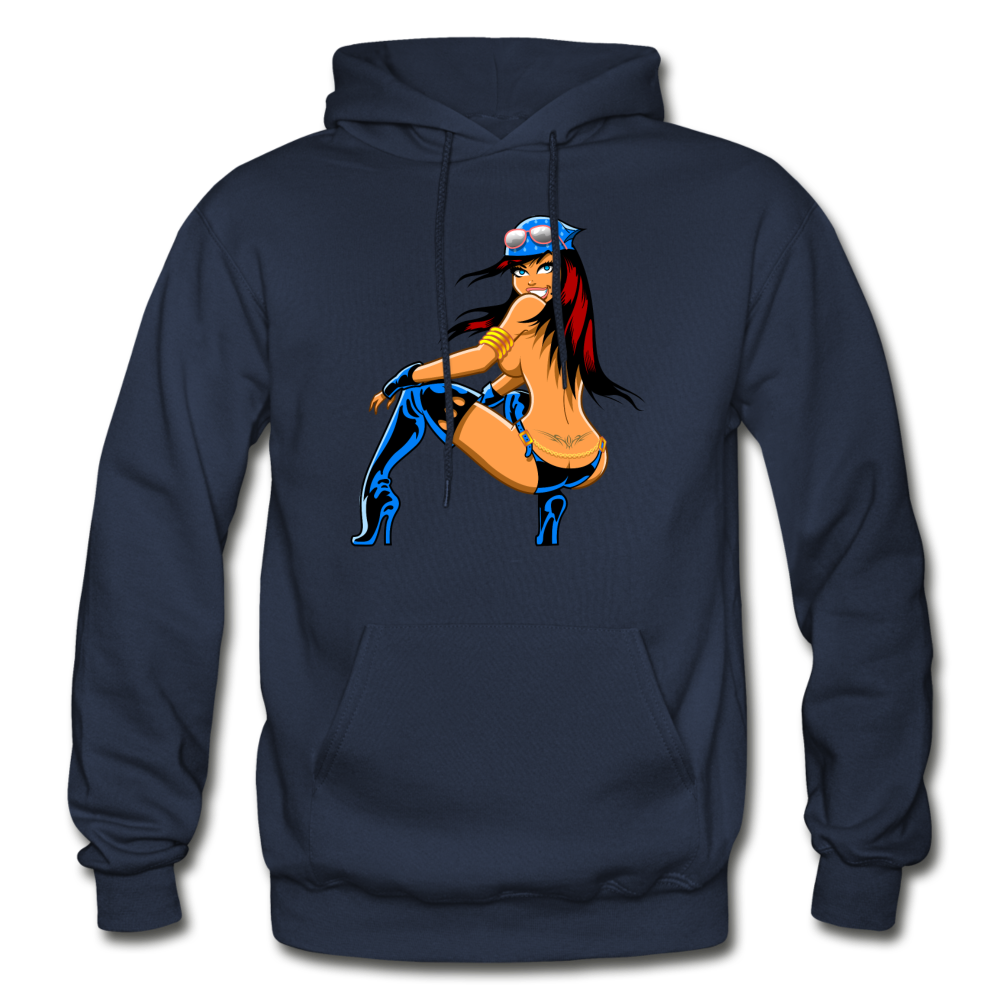 Hot Girl Cartoon Hoodie - navy