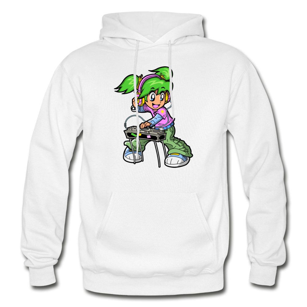 DJ Girl Cartoon Hoodie - white