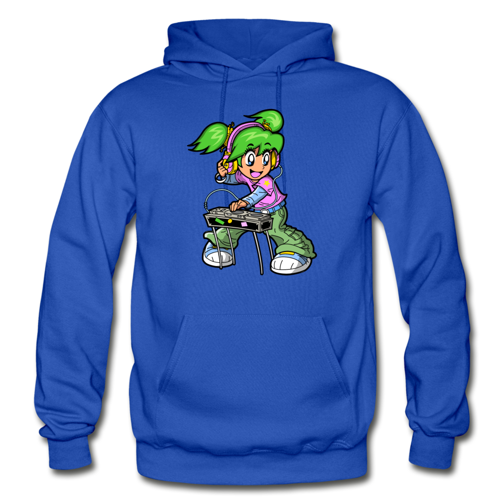 DJ Girl Cartoon Hoodie - royal blue