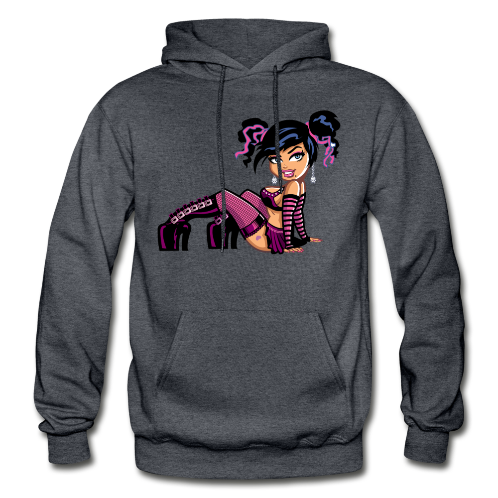 Hot Girl Cartoon Hoodie - charcoal gray