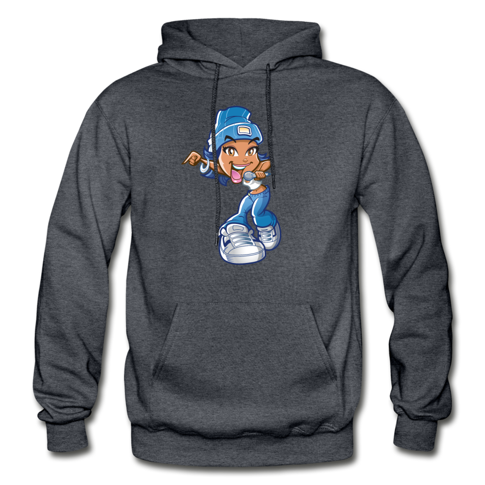 MC Girl Cartoon Hoodie - charcoal gray