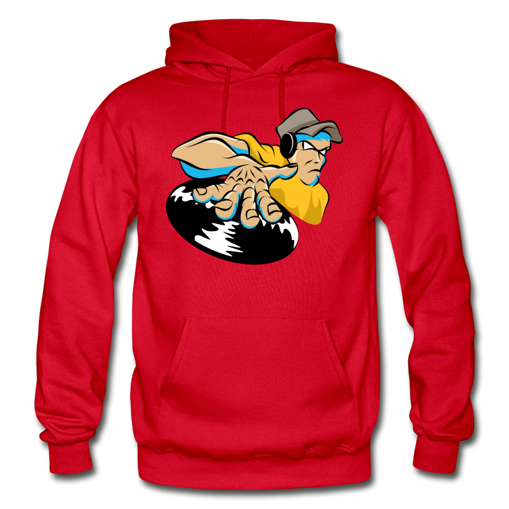 DJ Mixing Cartoon Hoodie - red