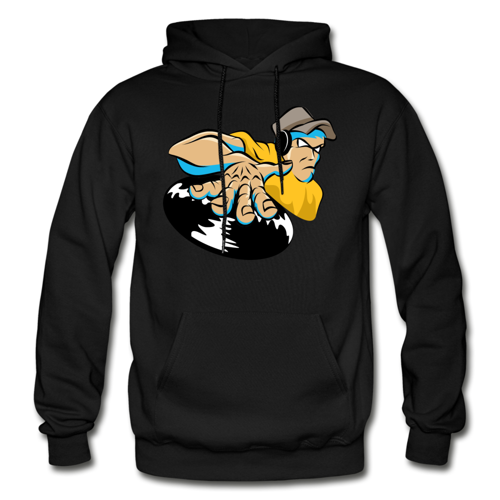 DJ Mixing Cartoon Hoodie - black