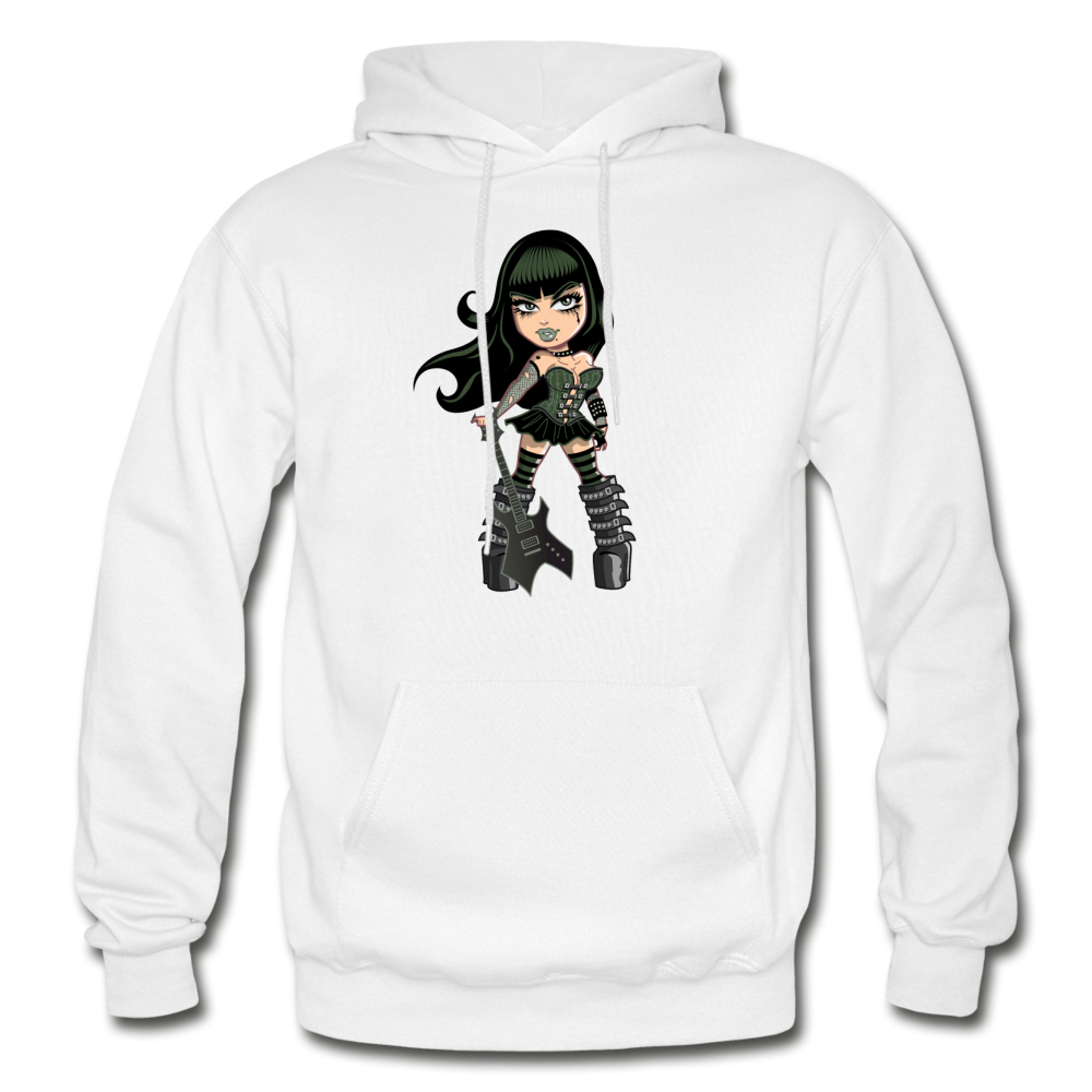 Guitar Girl Cartoon Hoodie - white
