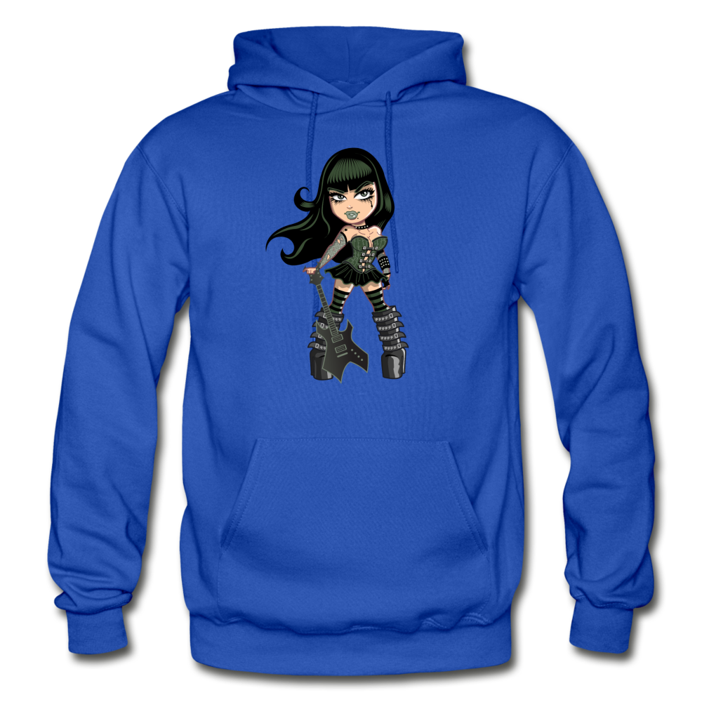 Guitar Girl Cartoon Hoodie - royal blue
