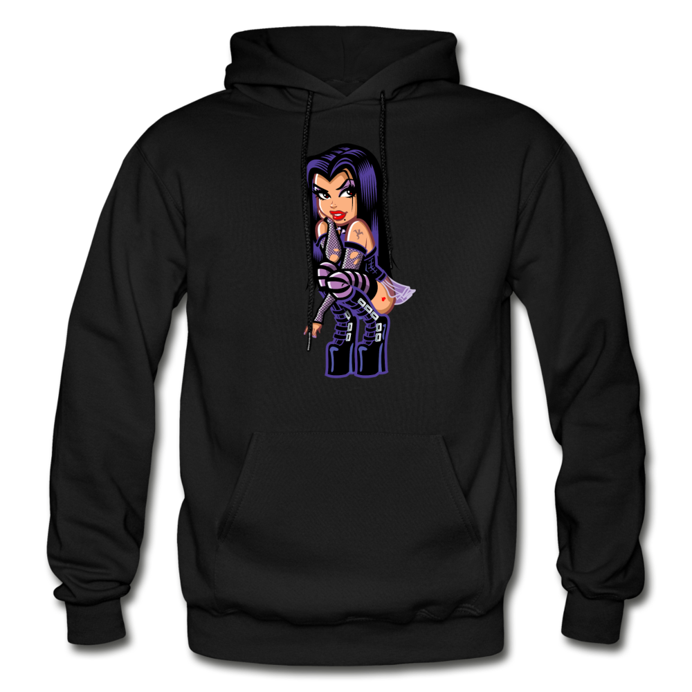 Hot Girl Cartoon Hoodie - black