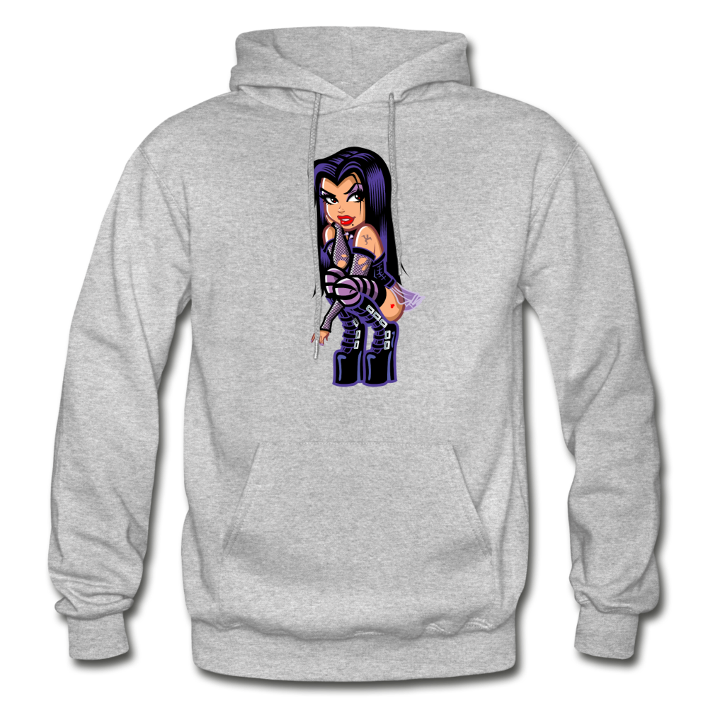 Hot Girl Cartoon Hoodie - heather gray