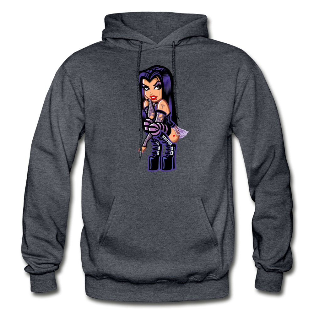 Hot Girl Cartoon Hoodie - charcoal gray