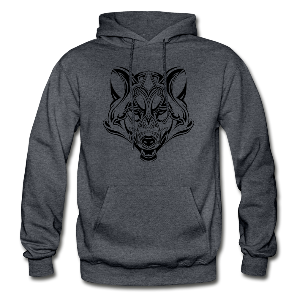 Tribal Maori Wolf Hoodie - charcoal gray
