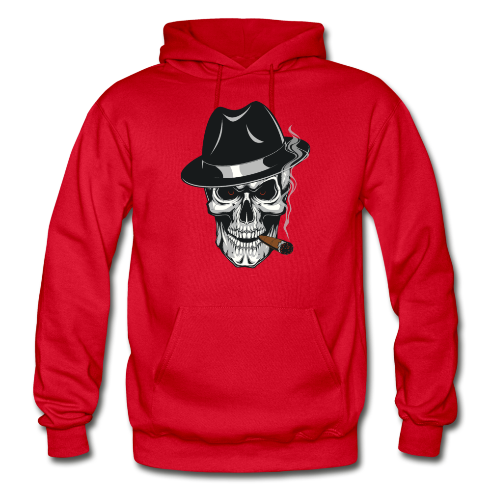 Smoking Skull Fedora Hoodie - red