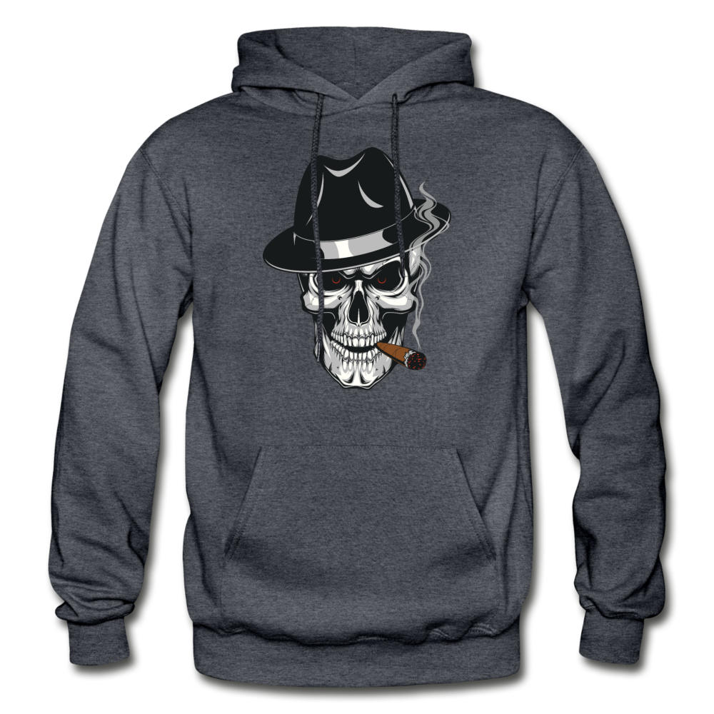 Smoking Skull Fedora Hoodie - charcoal gray