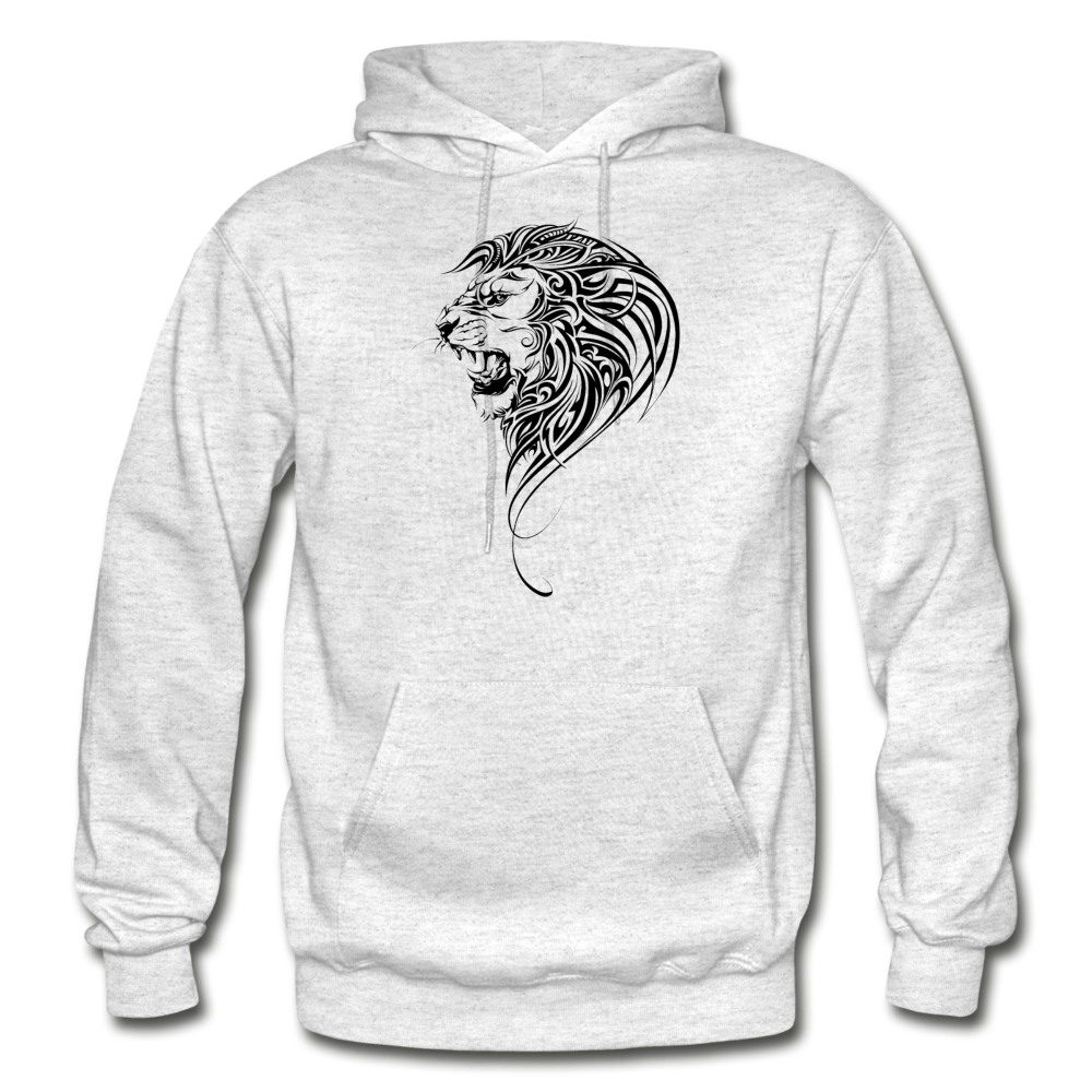 Tribal Maori Lion Hoodie - light heather gray